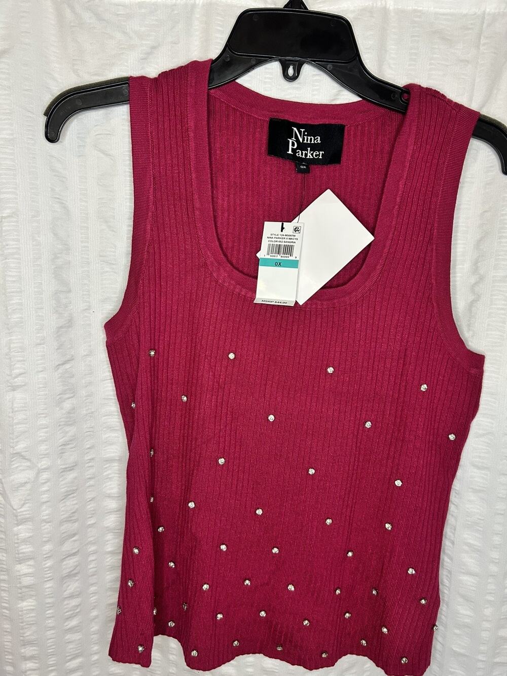 NINA PARKER WOMEN'S TOP PINK PLUS SIZE 0x RIBBED SWEATER PULLOVER SCOOP NECK